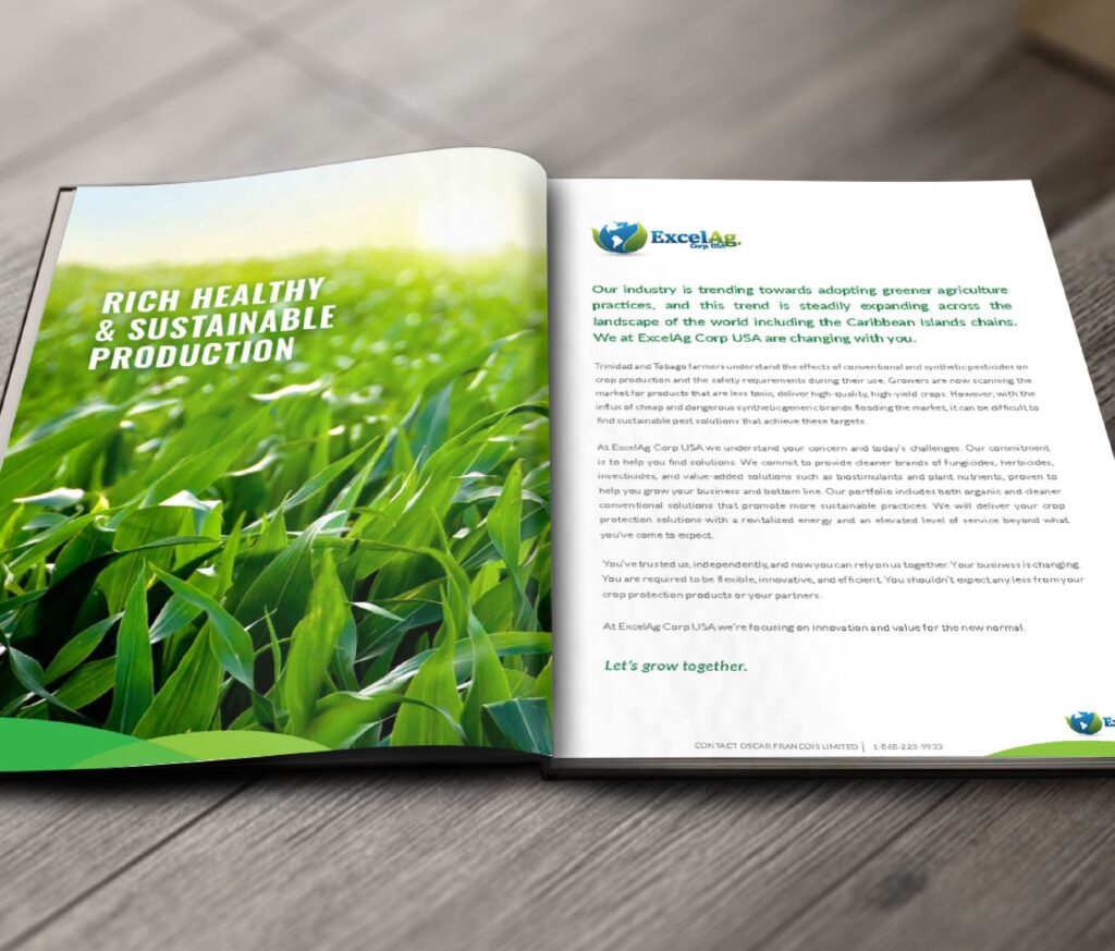 Brand Shepherd Case Study ExcelAg Organic Agriculture Product Portfolio Brochure Spread